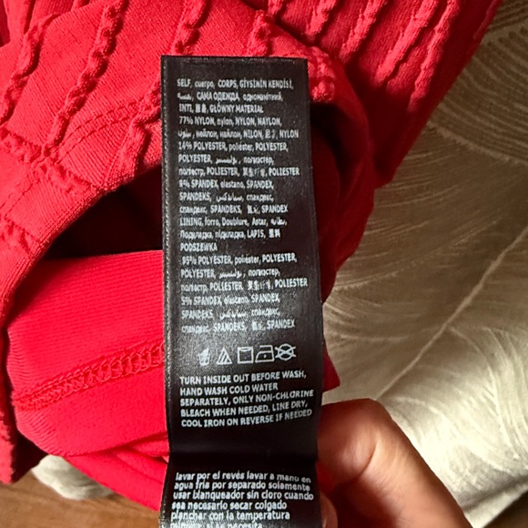 Bebe Wave Textured Dress, Haute Red, XXS - Picture 8 of 8